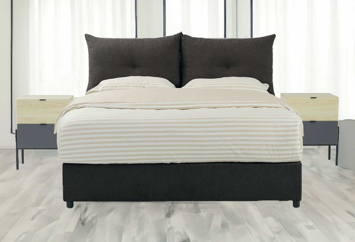 Απεικονίζει Κρεβάτι Διπλό Paris Interium Σκούρο Γκρι.